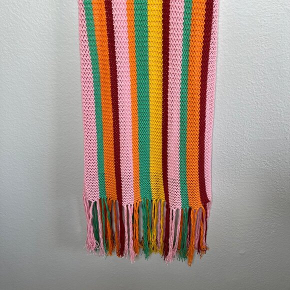 Farm Rio x Anthropologie Sleeveless Multicolor Stripe Crocet Midi Dress XS - Picture 6 of 13